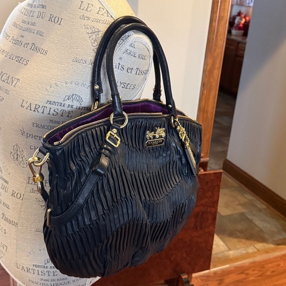 Coach Handbags - Coach Black and Gold Shoulder Bag